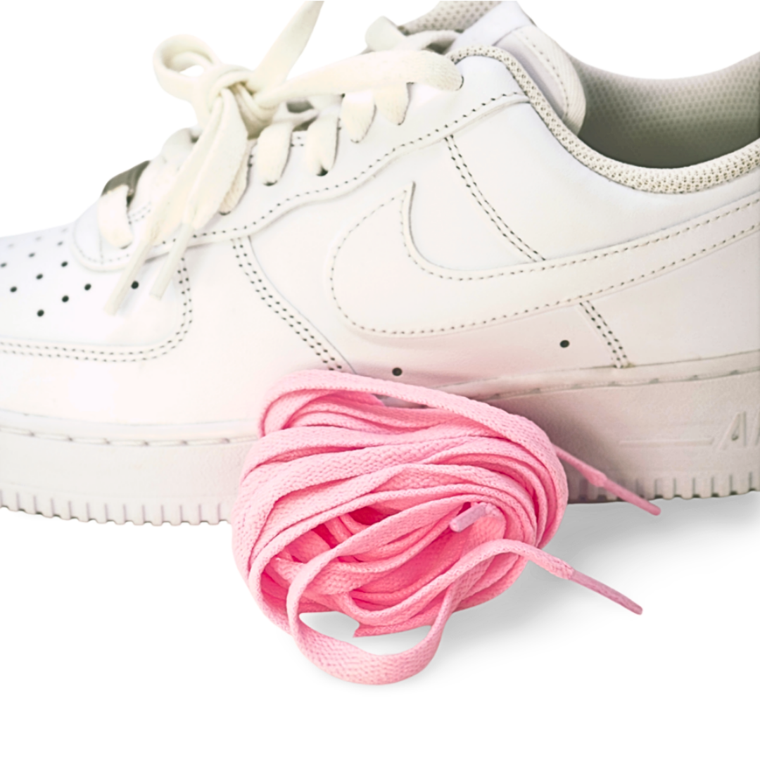 Pink flat shoelaces