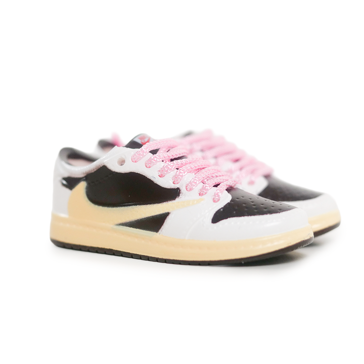 Miniature Sneakers - Nike Air Jordan 1 Retro Low Travis Scott Reverse Mocha - Pink laced