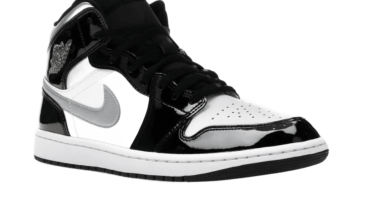 Nike Air Jordan 1 Mid SE Patent Black White Metallic Silver Metallic Gold - HV0789-010