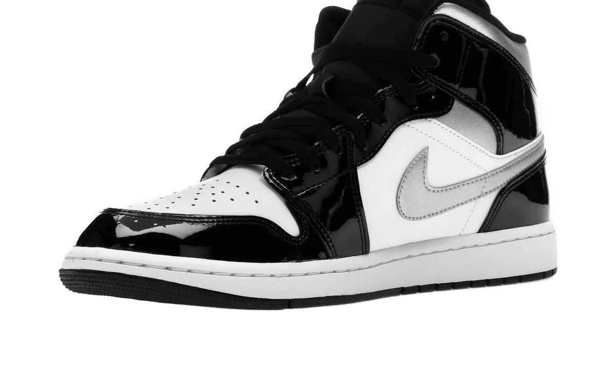 Nike Air Jordan 1 Mid SE Patent Black White Metallic Silver Metallic Gold - HV0789-010