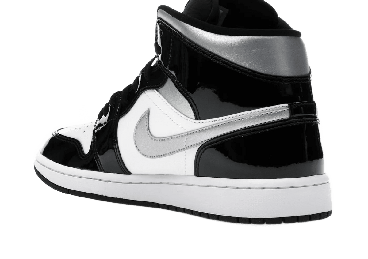 Nike Air Jordan 1 Mid SE Patent Black White Metallic Silver Metallic Gold - HV0789-010